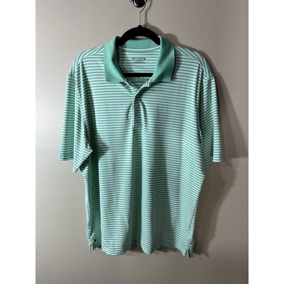UNTUCKit Polo Shirt Cronos Feeder Green Striped Short Sleeve Golf Men’s XL - Picture 1 of 13